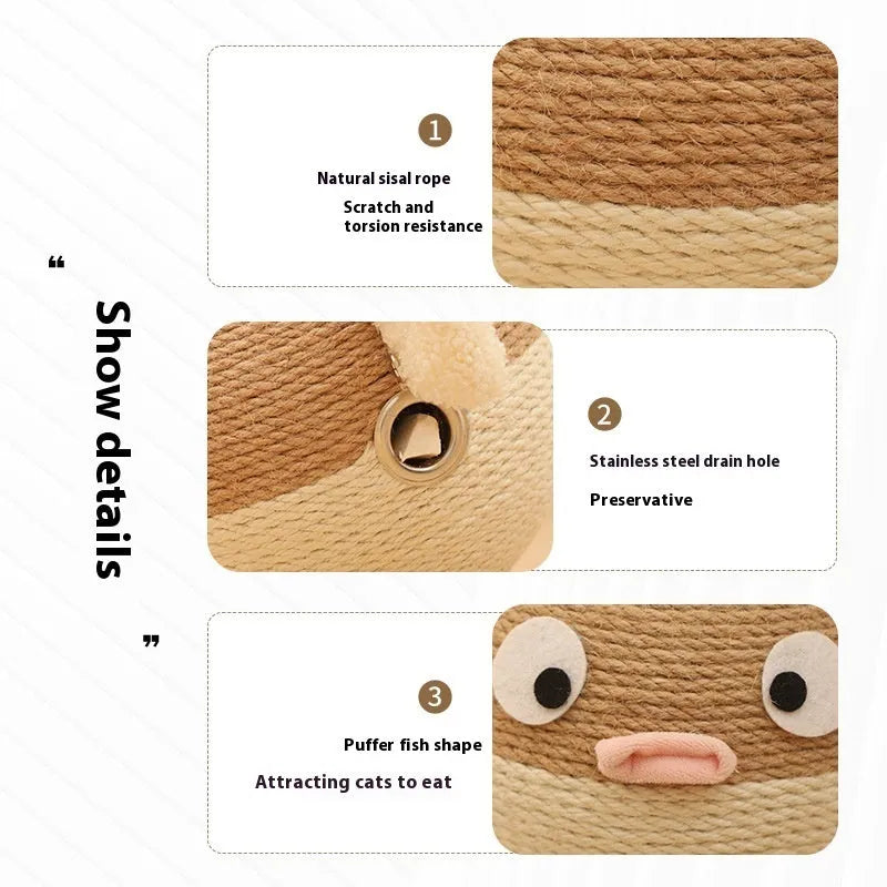 Puffer leakage design sisal hemp pet puzzle feeder toy, 15cm cube for dogs and cats