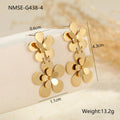 Gold butterfly earrings with floral design for women, stainless steel with 18K electroplating
