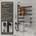 5-layer stainless steel electric towel rack in black with punch-free mounting and WiFi control