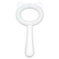 Blue and white double-sided pet grooming brush with deshedding teeth and massage comb