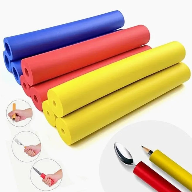 Rubber auxiliary grip hose sleeves for tableware pens, showing inner and outer diameters.