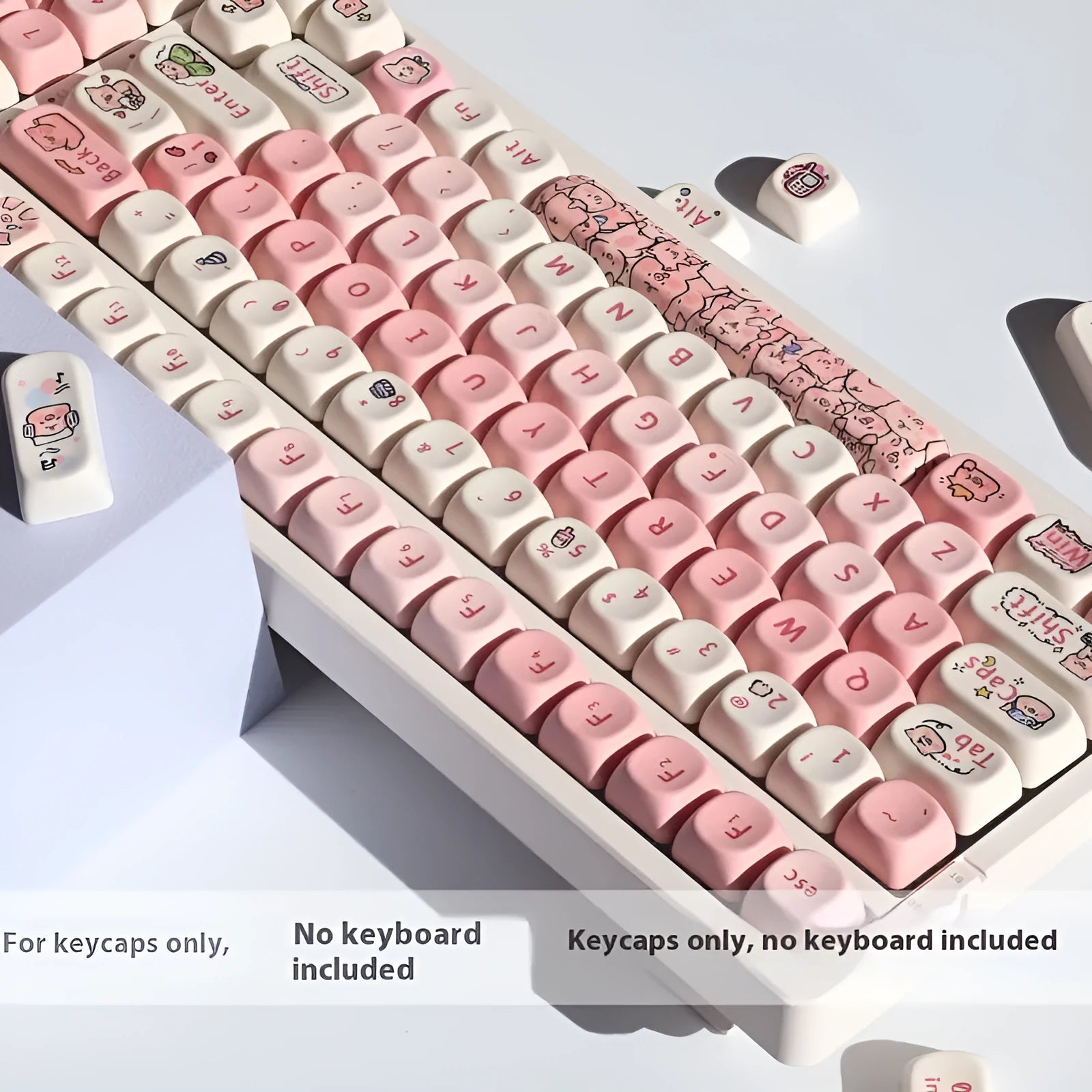 Pink Fragrant Pig PBT key cap for mechanical keyboards with five-sided sublimation printing