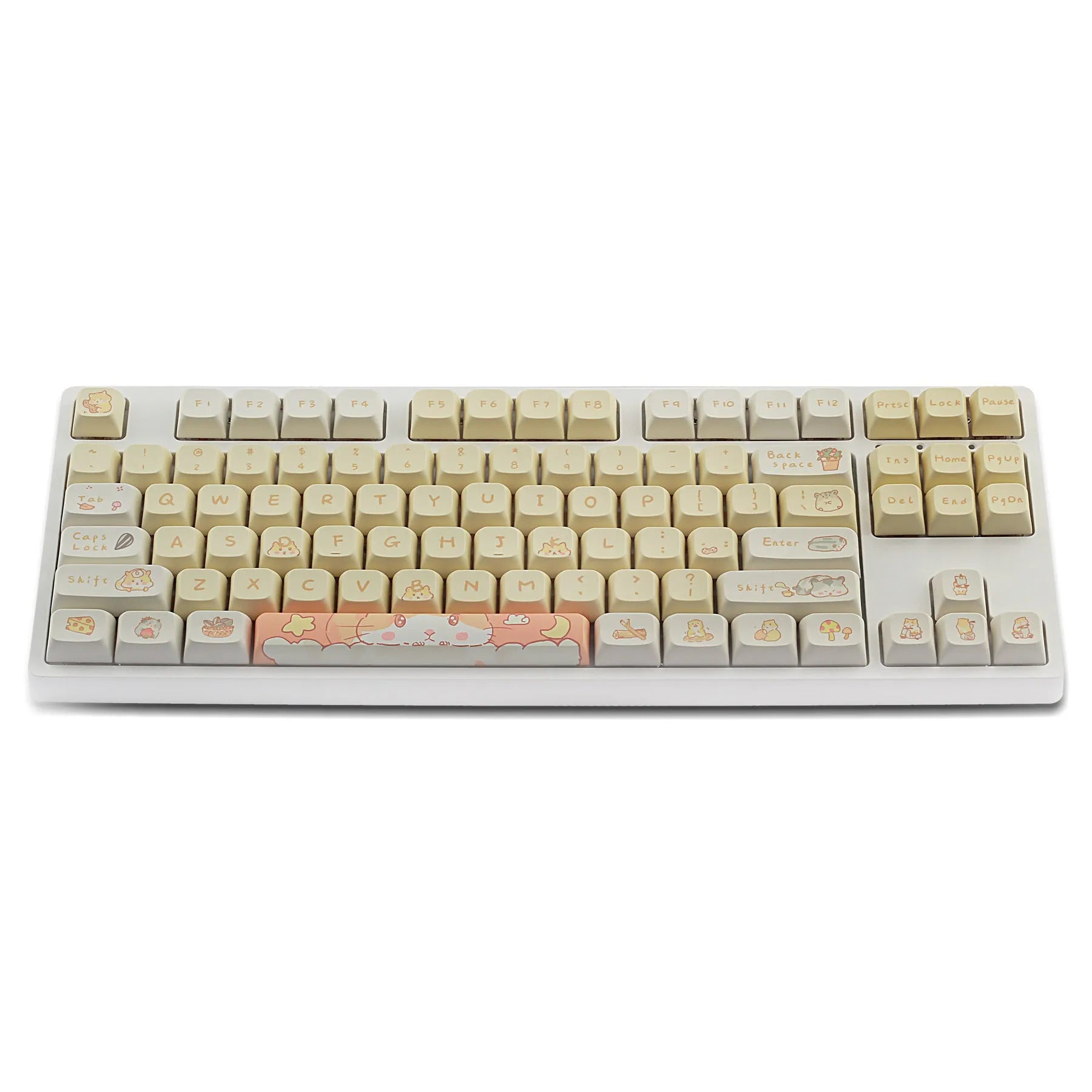 Custard-coloured plastic keycap set for 68 75 98 100 key mechanical keyboards