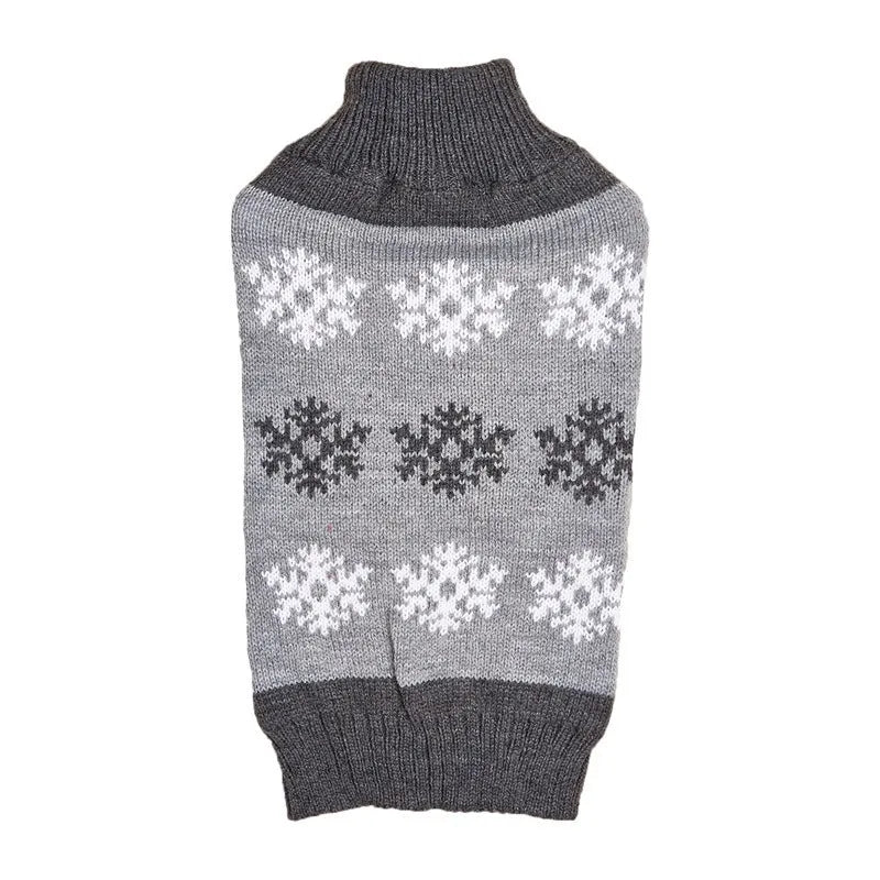 Grey and dark brown acrylic dog Christmas sweater in sizes XXS to XL for holiday parties