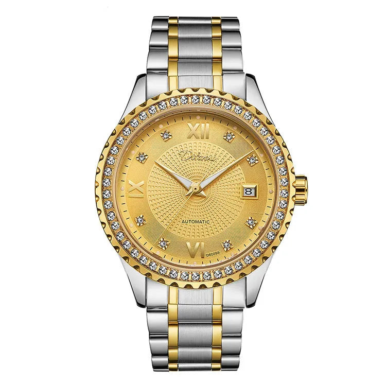 Men's automatic mechanical watch with luminous hands and waterproof case in business style