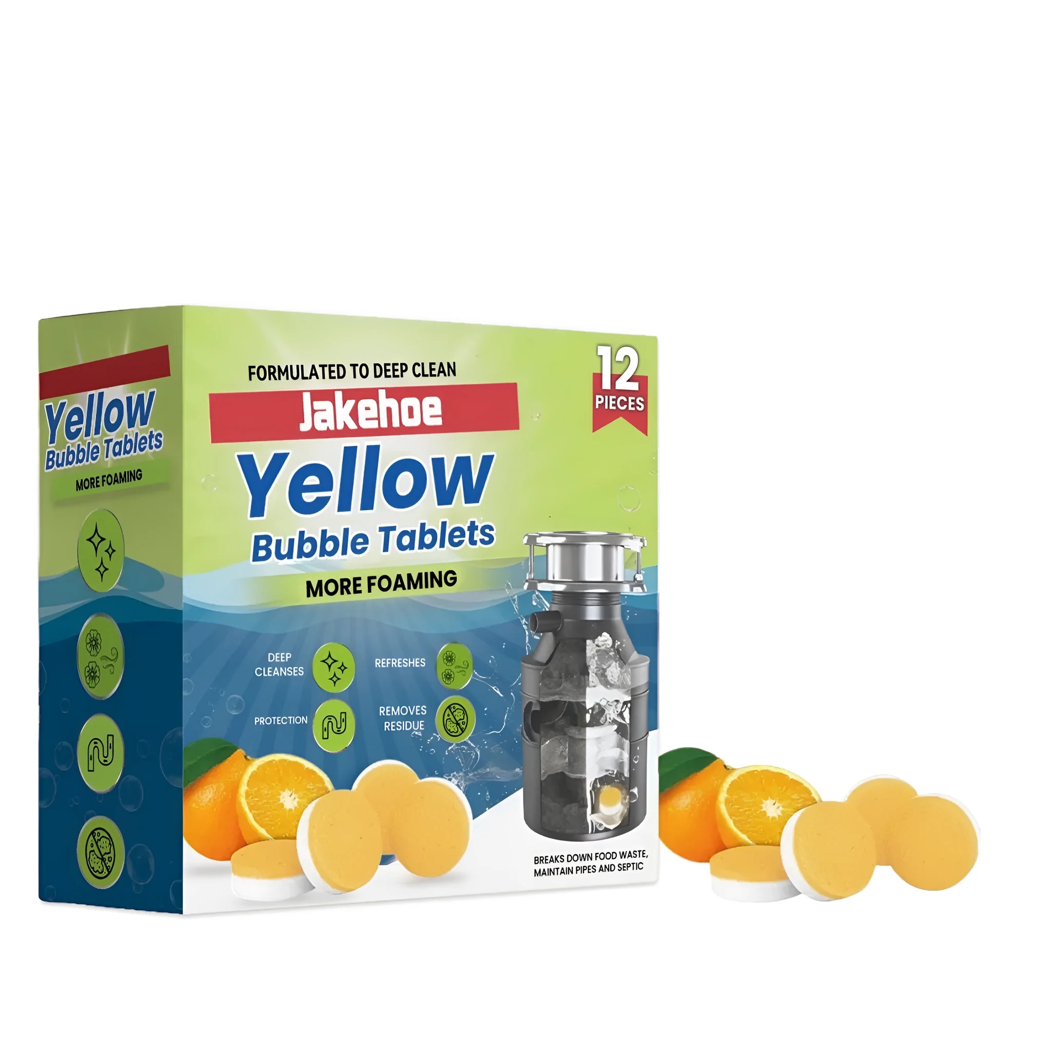 Yellow Bubble Tablets deodorising cleaning sheets 12 piece pack for toilet cleaning and odour removal