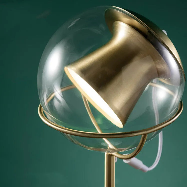 Modern glass desk lamp with touch dimming controls and LED light source