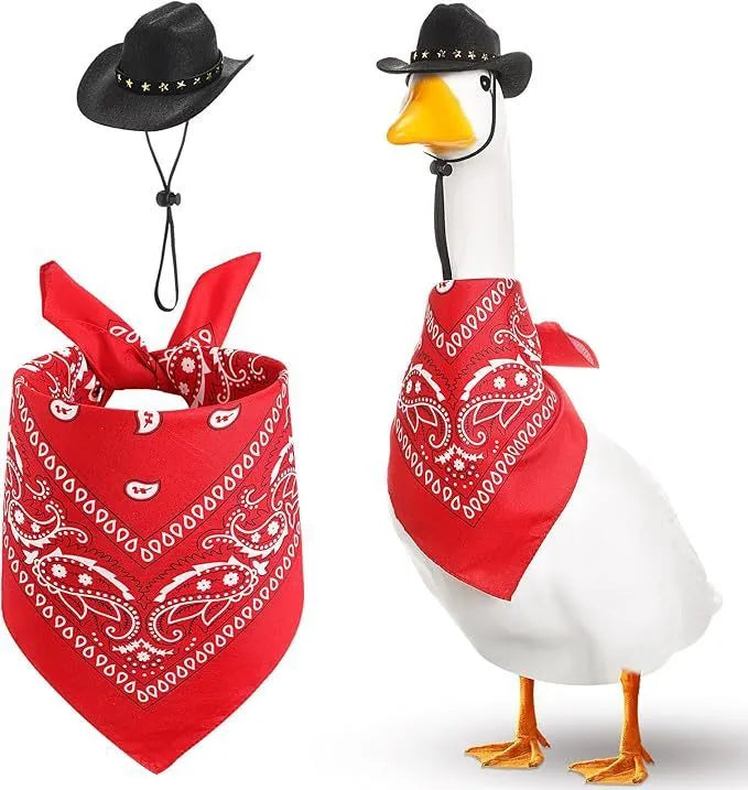 Western cowboy hat and saliva towel suit monochrome printed denim style garden party set six colour options