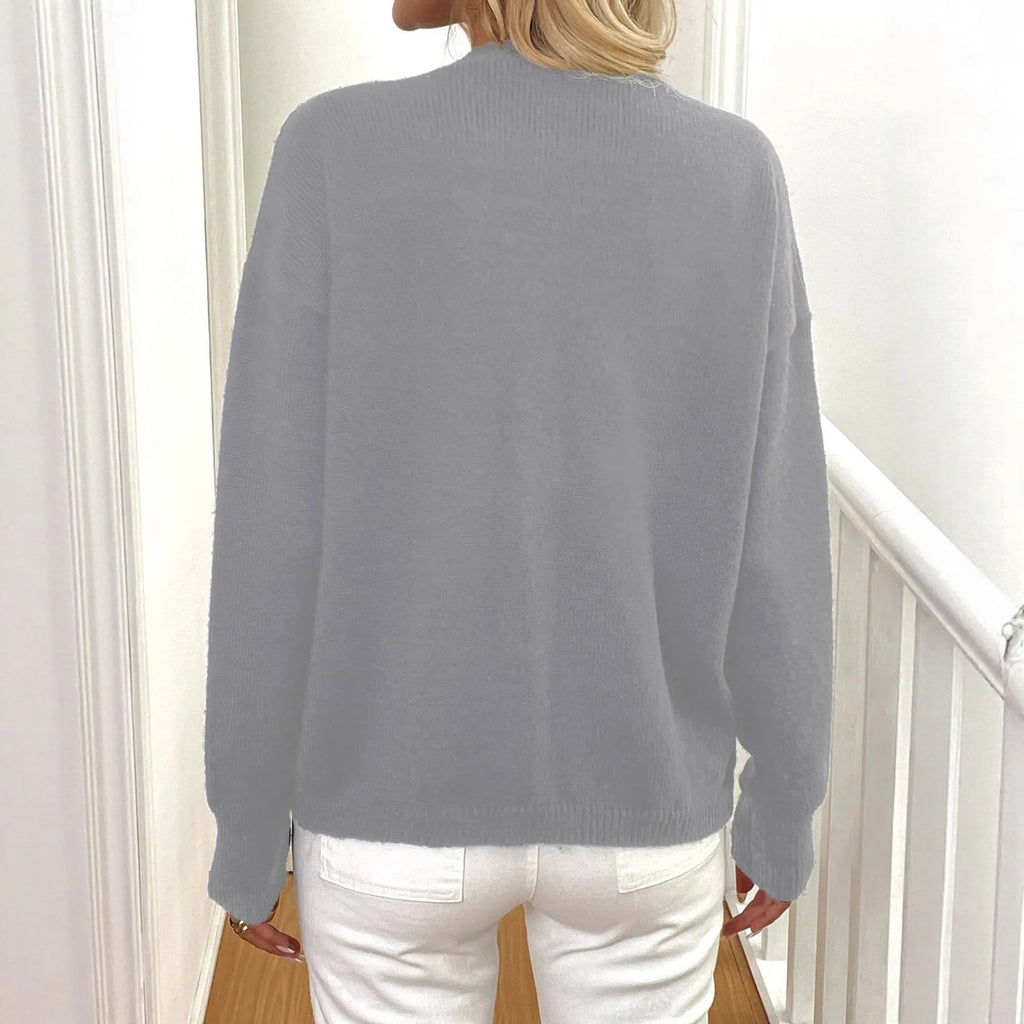 Women's deer plush long sleeve sweater coat in street hipster style with princess sleeves