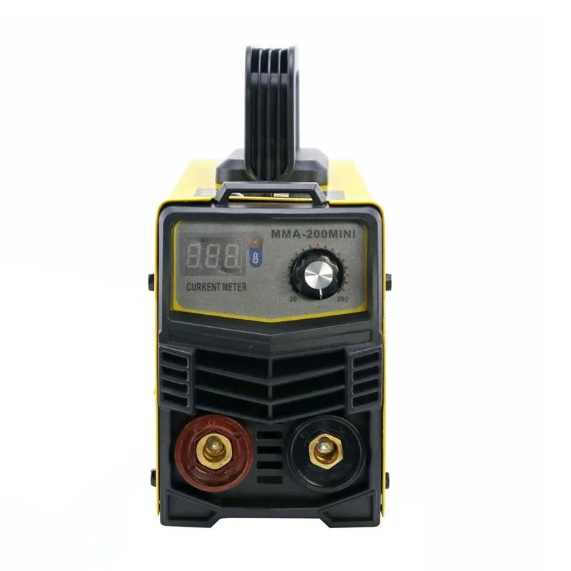 MMA-200MIN DC inverter welding machine with welding tongs, grounding clamps, face shield and brush hangers