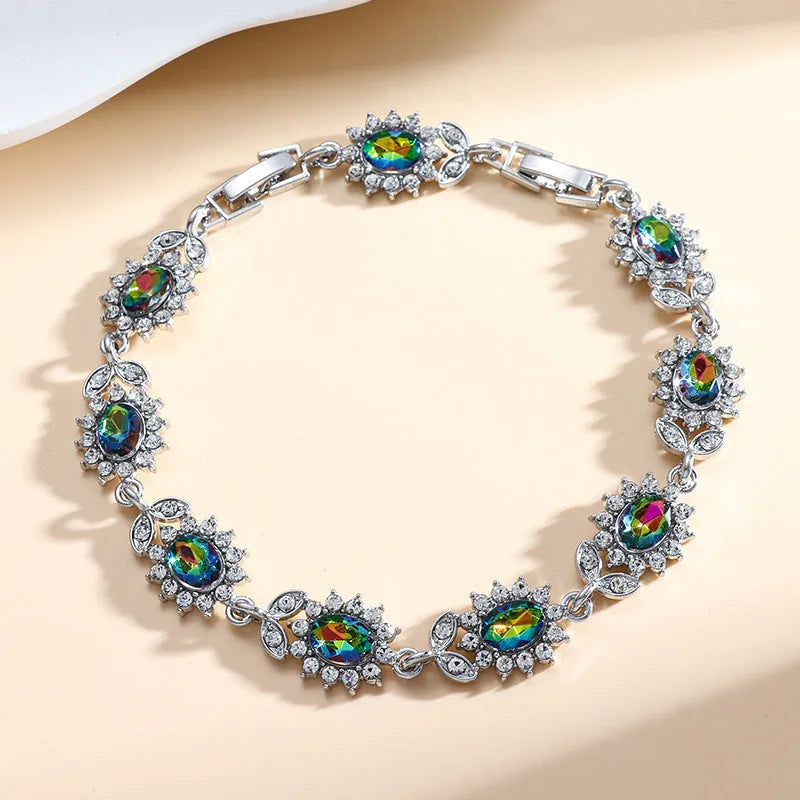 Simple women's zircon bracelet in environmentally friendly alloy with electroplating finish