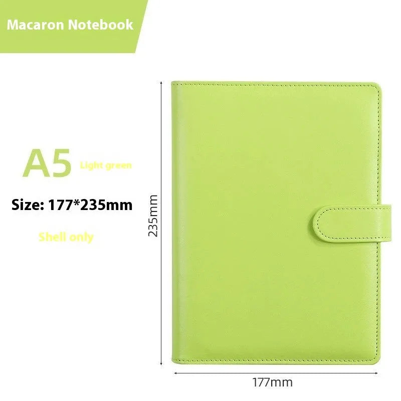 A5 PU leather loose-leaf notebook shell with zipper in solid colour options
