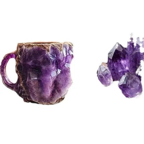 400ml resin coffee mug with mineral crystal design and handle in multiple colour options