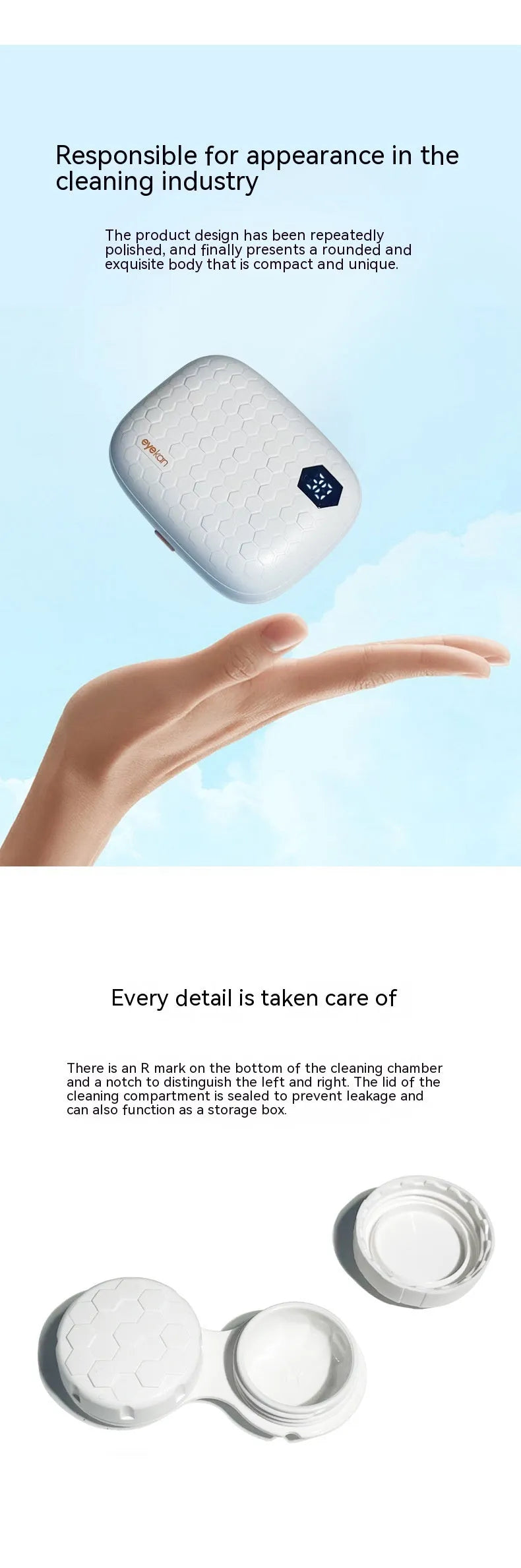 Automatic ultrasonic cleaning machine for invisible glasses in plastic 85x65x30mm design