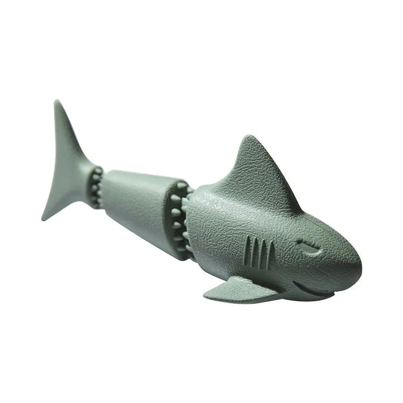 Deep sea shark themed rubber dog toy with squid shape in blue and green colour variations