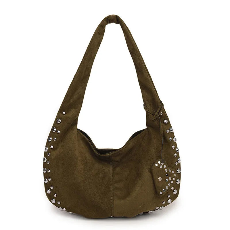 Soft plush retro style casual tote handbag for women shown in available colours.