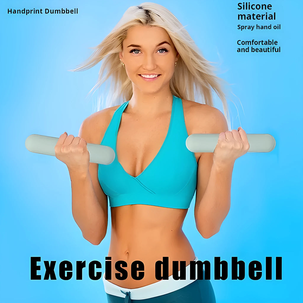 Silicone-edged non-slip dumbbell stick for fitness, shown in various colours and weights.