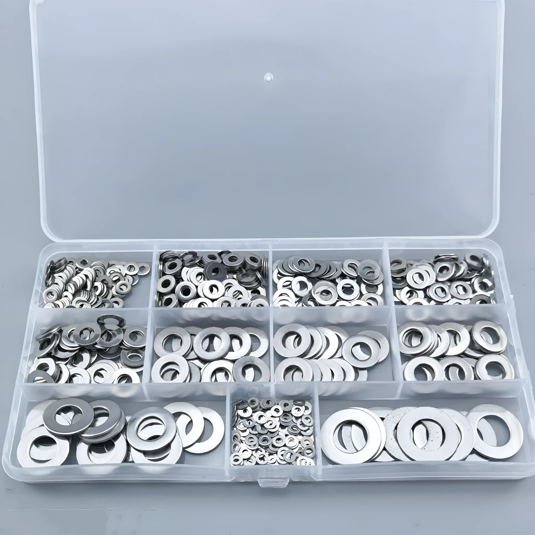 800 piece 304 stainless steel flat washer assortment kit with M2 to M12 sizes