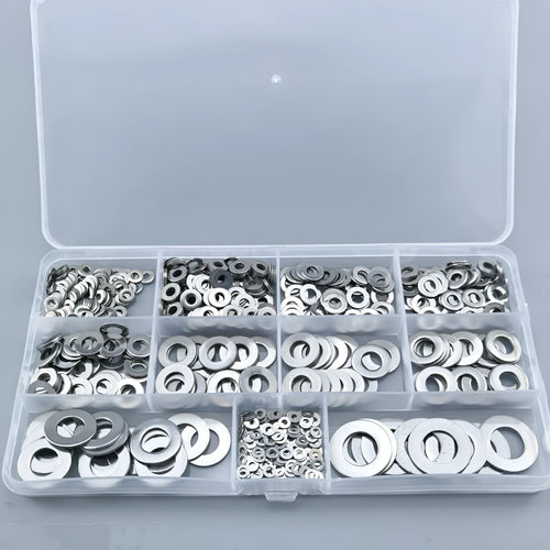 800 piece 304 stainless steel flat washer assortment kit with M2 to M12 sizes