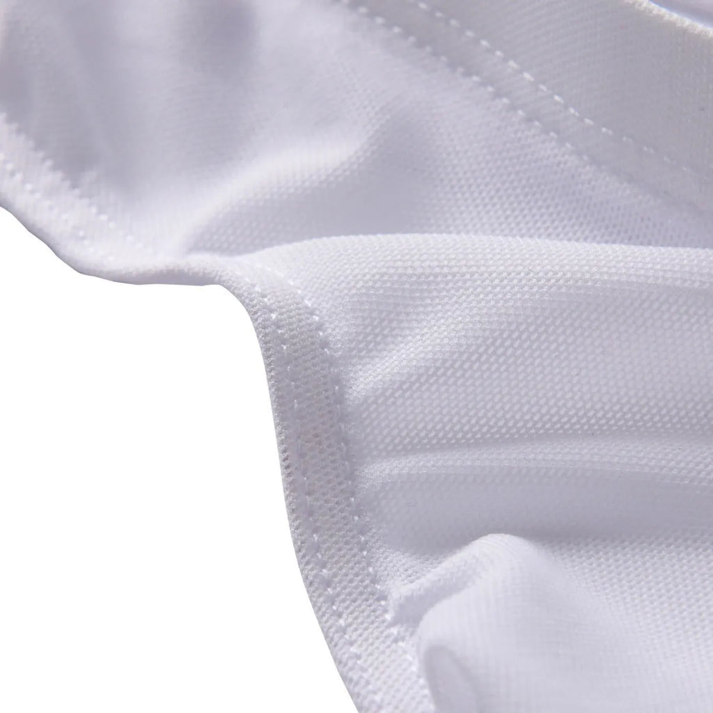 Men's black quick-drying nylon triangle shorts with low-waist design on hanger