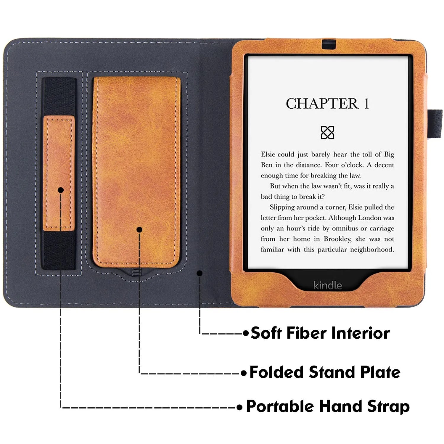 Kindle Paperwhite 5 leather case with built-in wrist strap in assorted colours