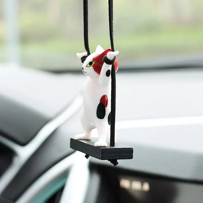 Resin cartoon cat pendant for car rear-view mirror in one of five colour options
