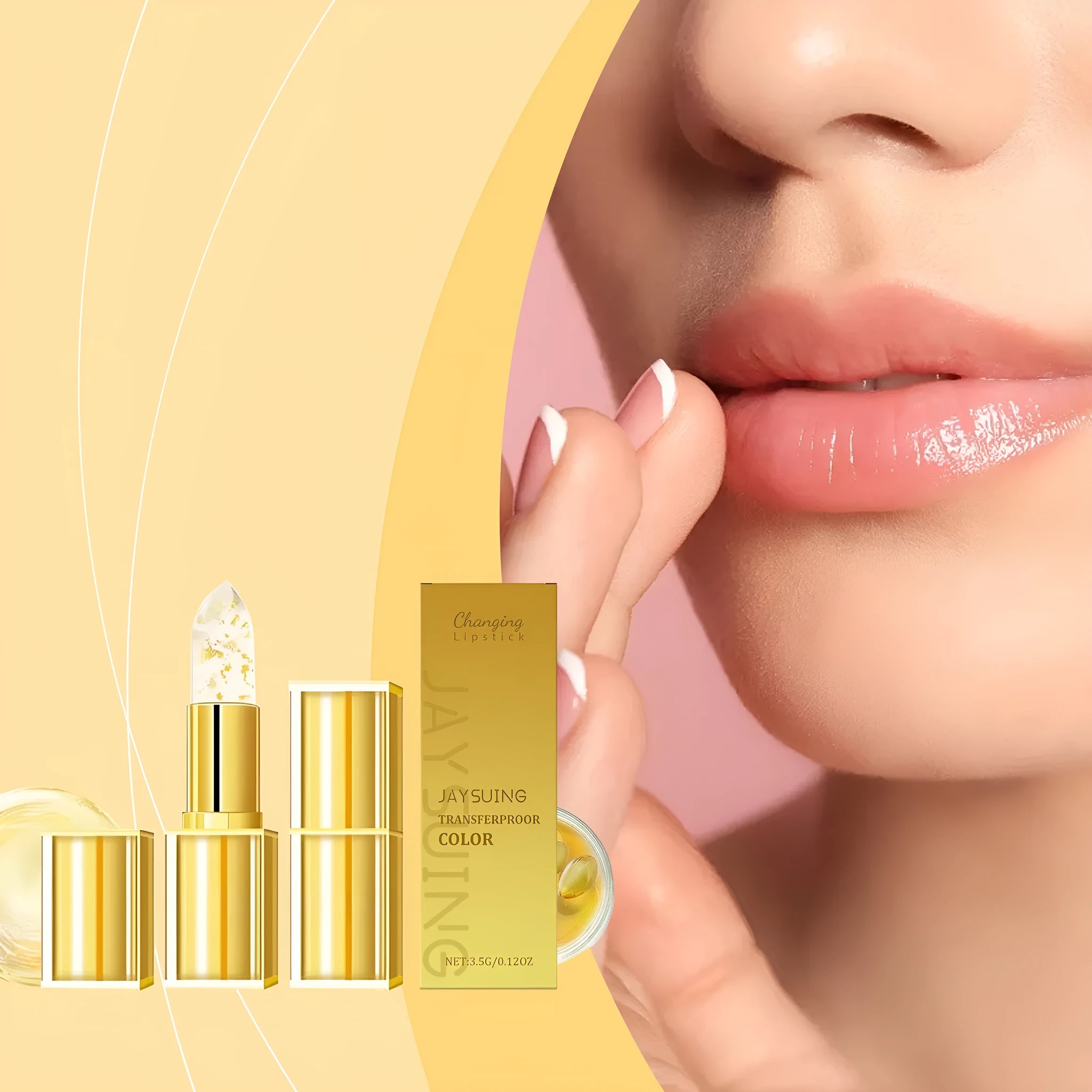 Gold Foil Nourishing Lipstick 3.5g with hyaluronic acid in compact gold case