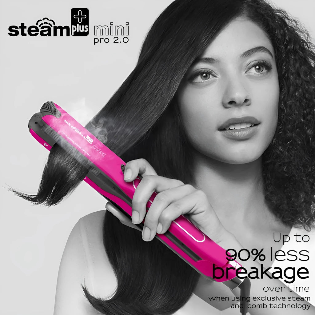 Mini steam splint spray hair straightener in champagne colour with 200W power rating