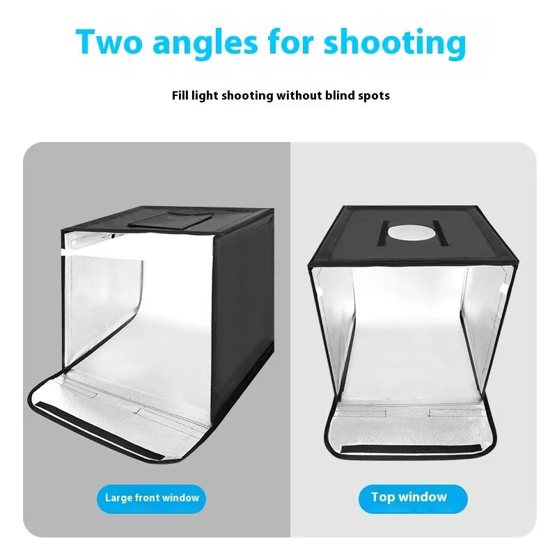 50cm studio light box with five-side folding design and three-colour lighting