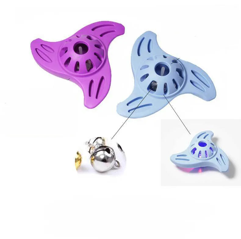 Blue bite-resistant boomerang chew toy for medium and large breed dogs on a plain background