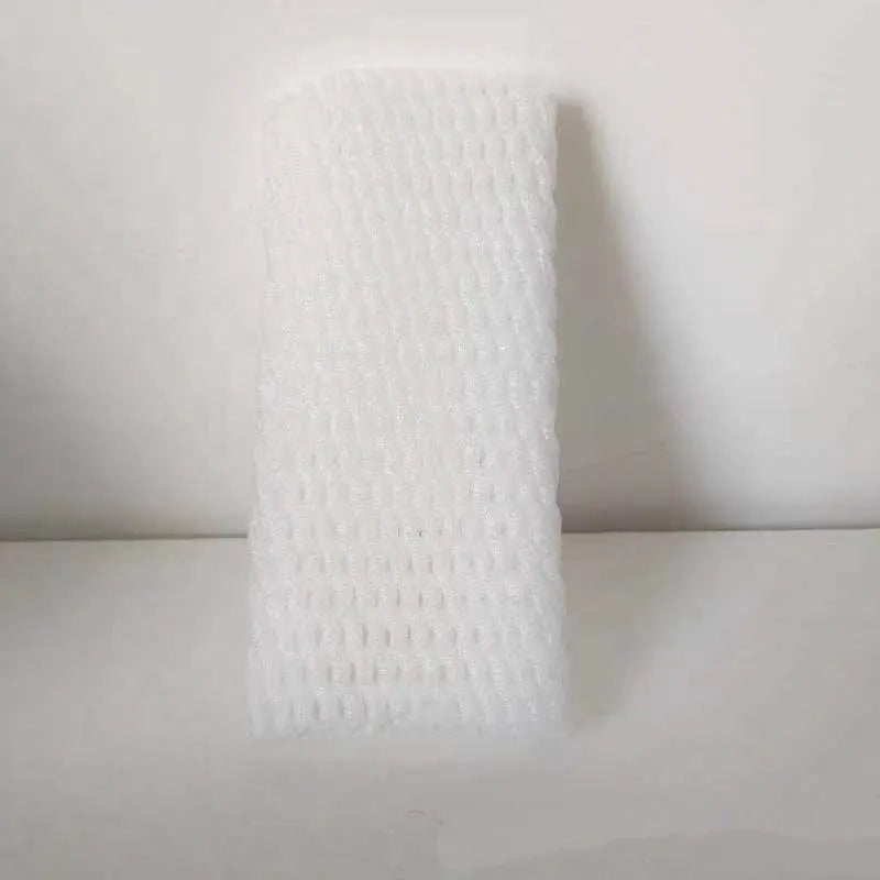White foam net shockproof protective case for fruit, shown with sizing options.
