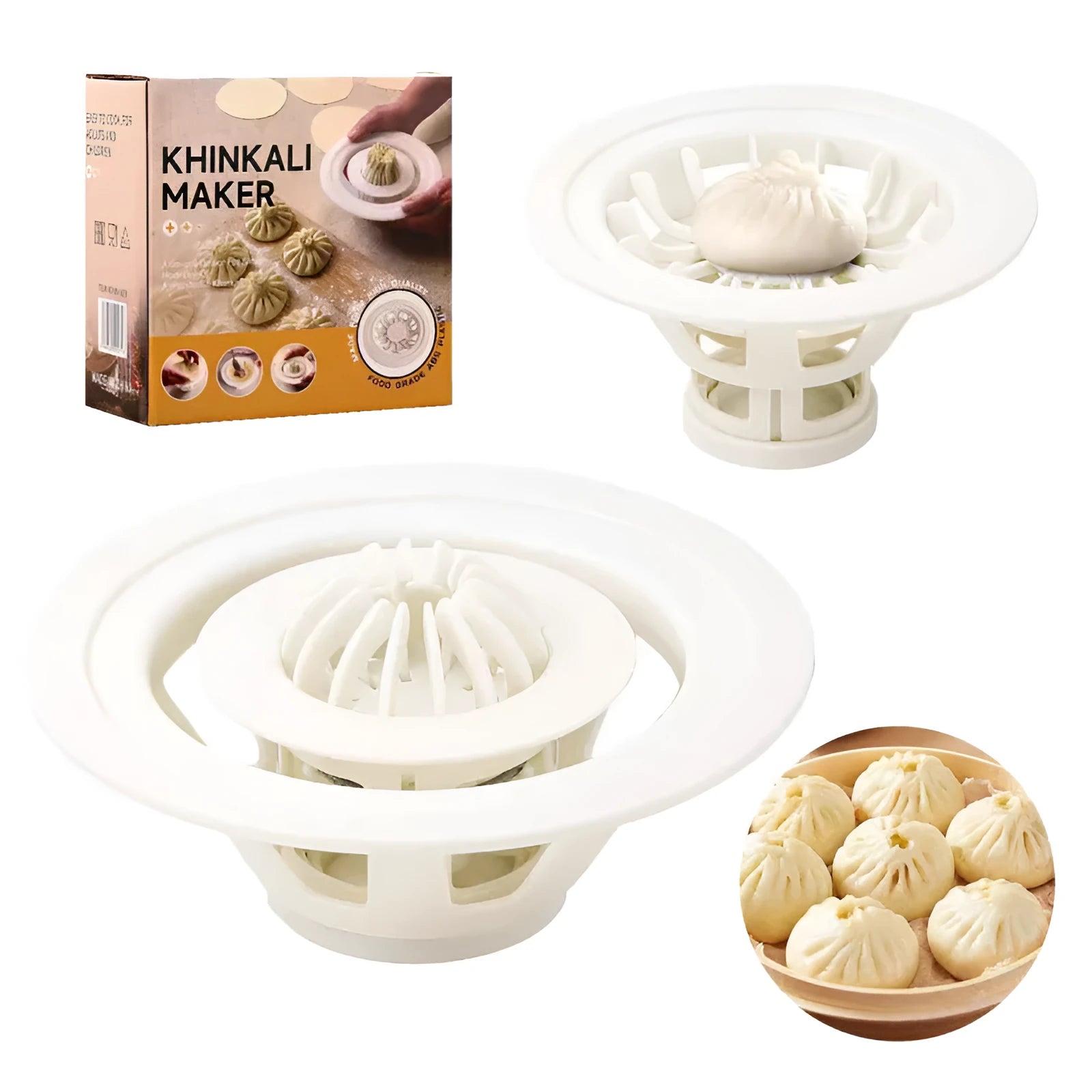 Black Jinkali steamed bun mould set with four tools for shaping baozi and dim sum