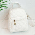 Girls' Korean style embroidered backpack in hard PU measuring 16x7x19cm in black, white or pink