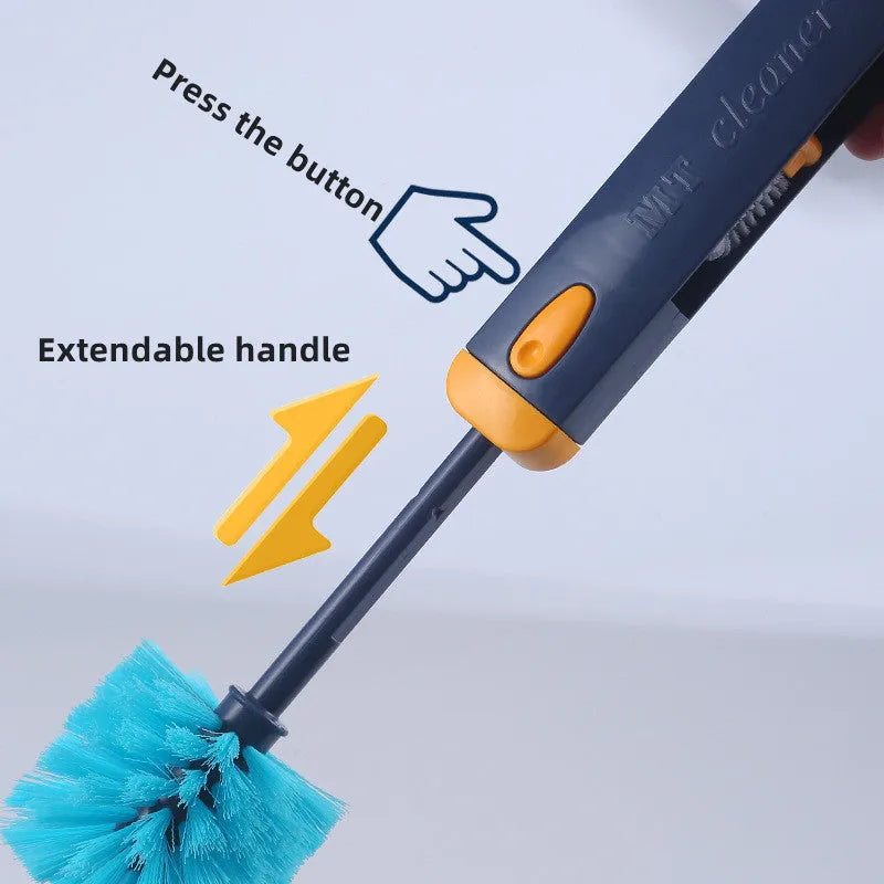 4-in-1 bottle gap cleaner brush set with blue silicone U-shaped brush and stranded wire brush for cup cleaning