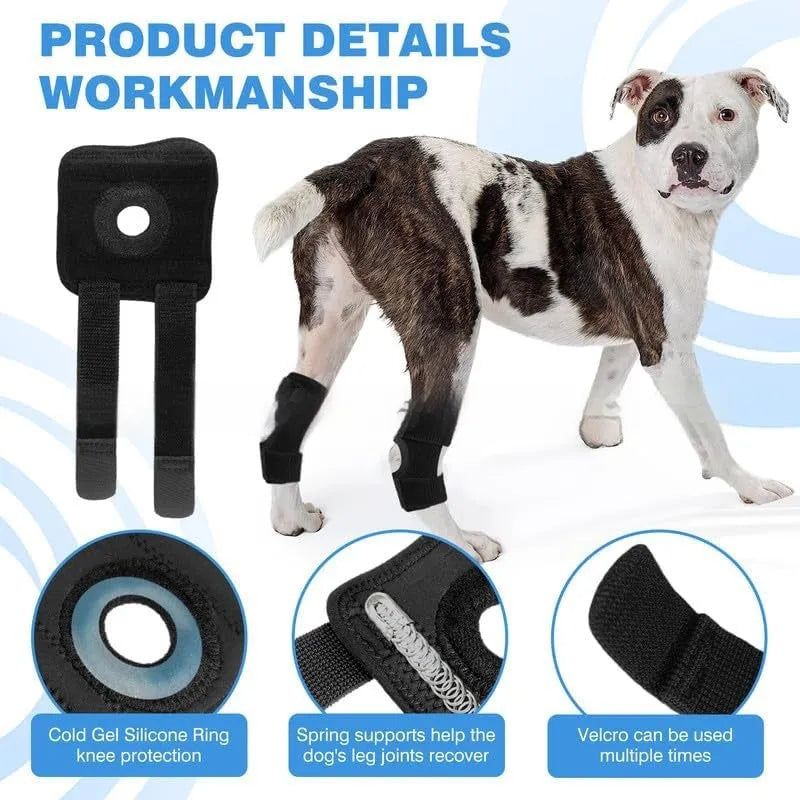 Black polyester dog leg guard for ACL tear rehabilitation and joint protection