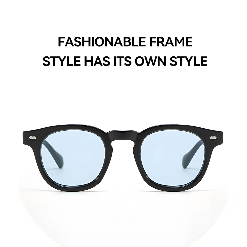 Simple round rim sunglasses with plastic frames available in multiple colour variations