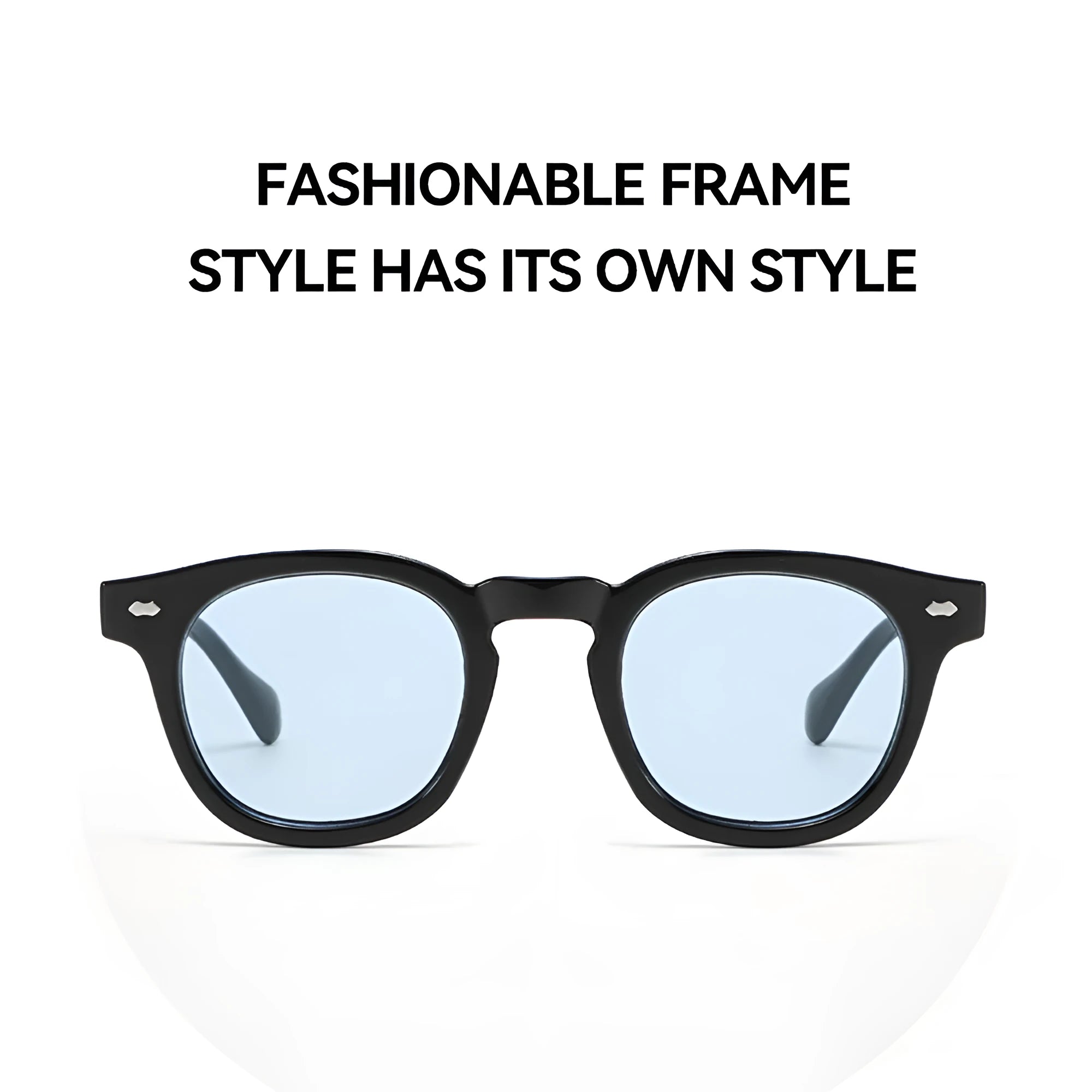 Simple round rim sunglasses with plastic frames available in multiple colour variations