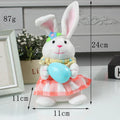 Easter cartoon rabbit tabletop decoration with egg-holding design, luminous cloth finish, 11x11x24cm