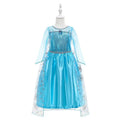 Blue Frozen Queen Elsa children's dress with polyester lining, size options 100cm to 150cm, front view