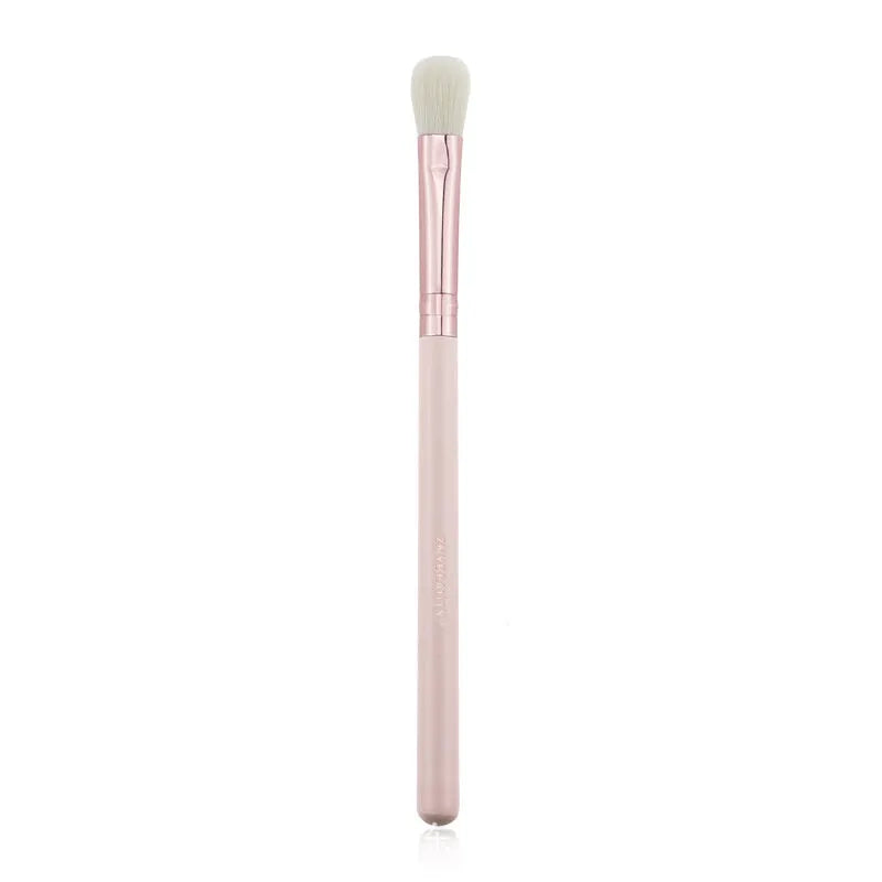 26 pink makeup brushes with wooden handles in a PU storage bag.