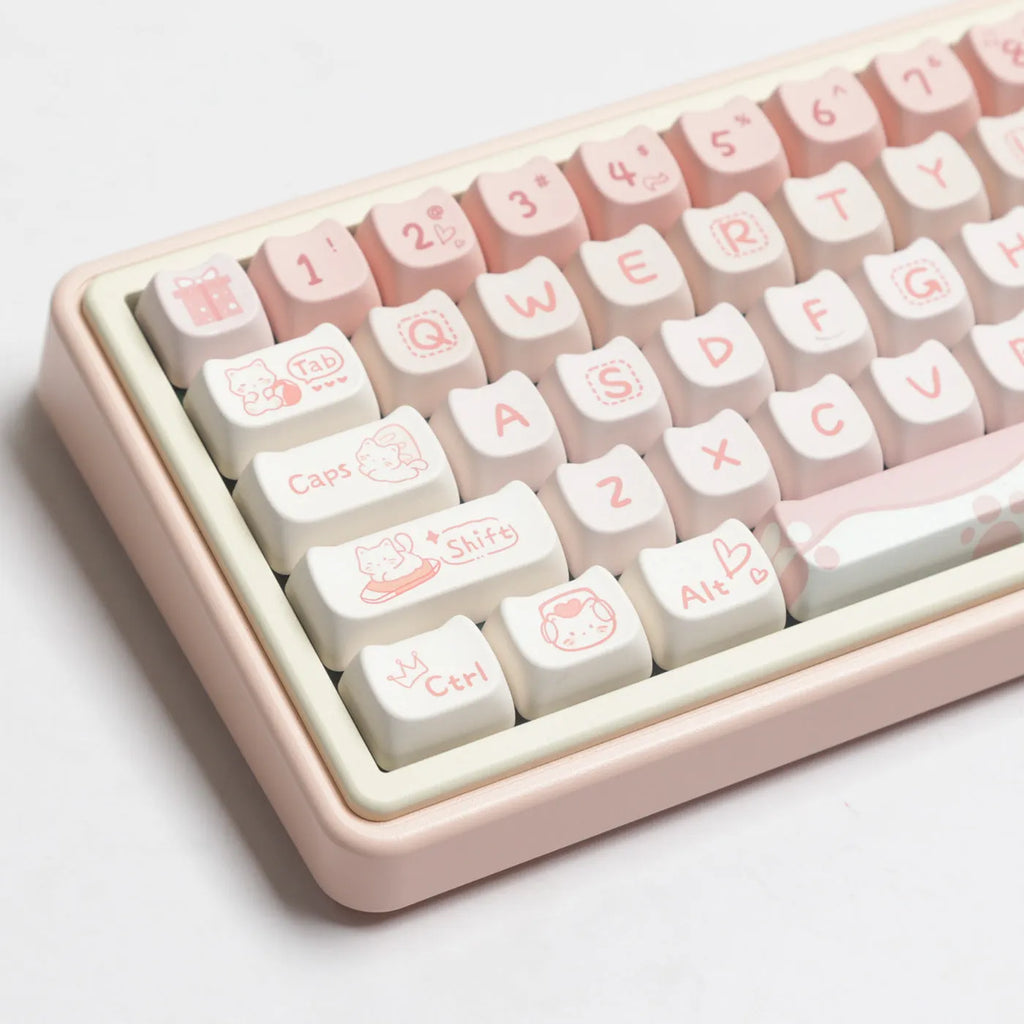 Full set of PBT sublimation keycaps for mechanical keyboard showing 26mm key size
