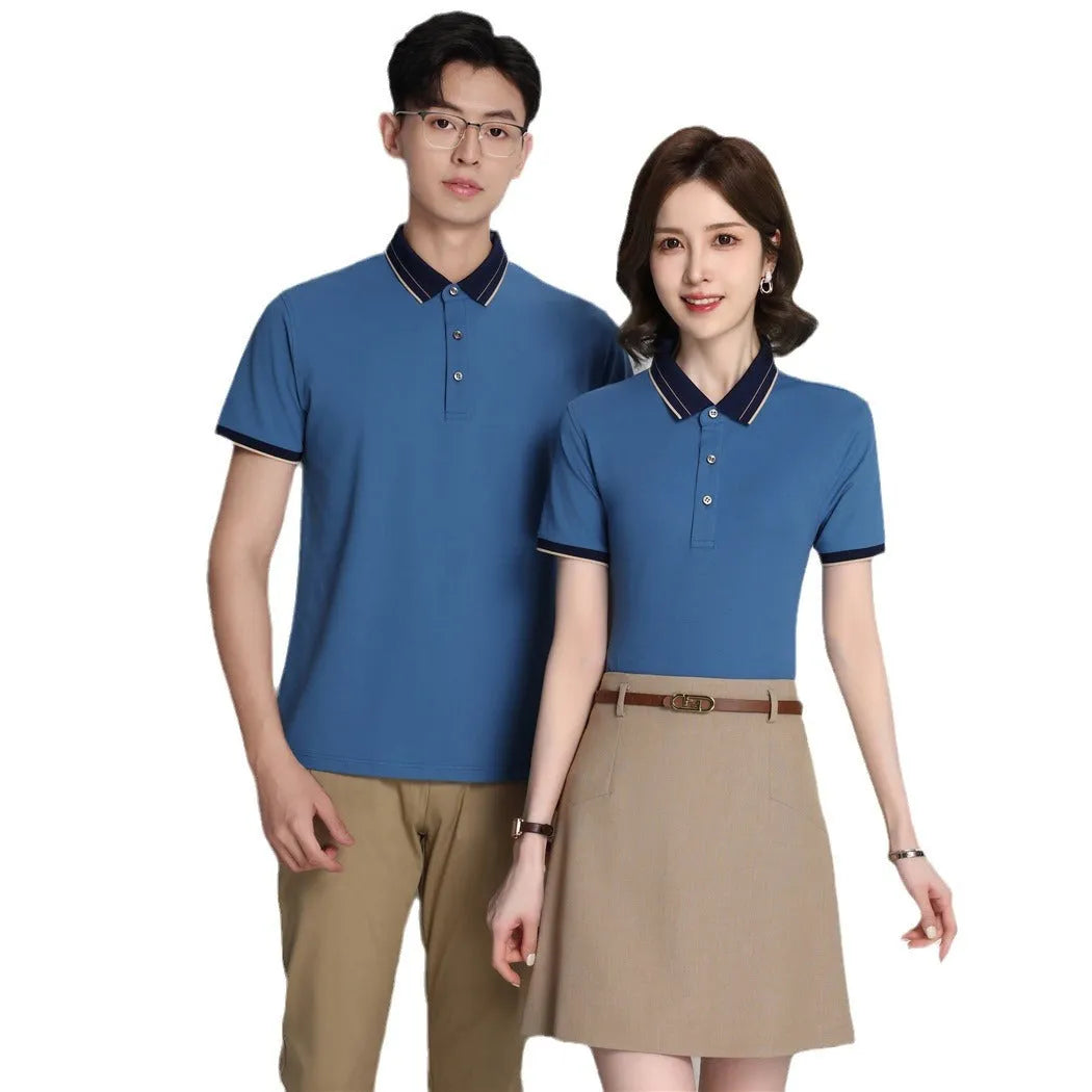 Ice Ion mercerised pearl cotton colour matching collar polo shirt in white, men and women regular fit short sleeve