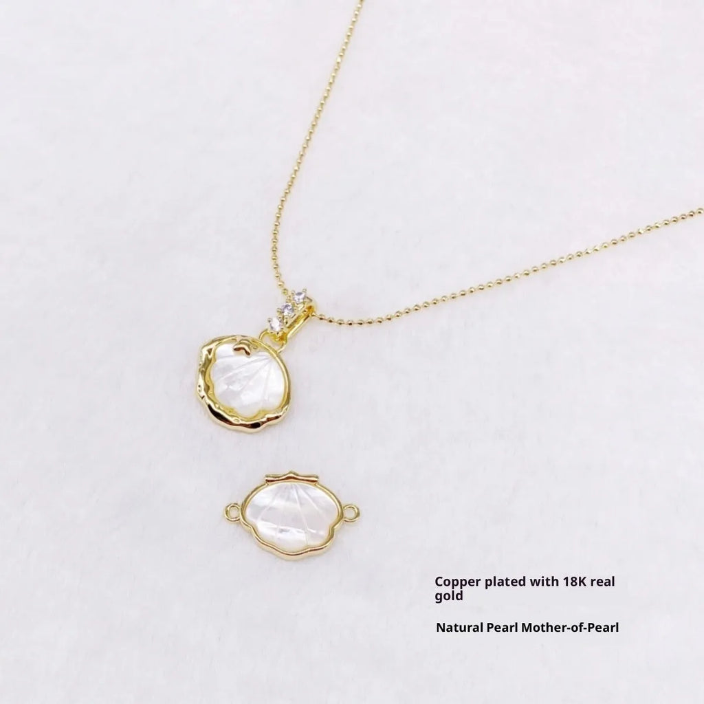 Copper plated 18K gold pearl shell DIY charm pendant in diamond skirt shape for jewellery making