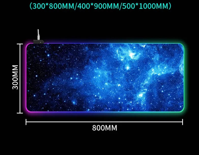 Starry Sky RGB luminous mouse pad with non-slip natural rubber base and USB cable