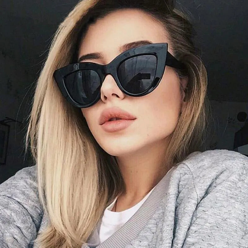 Black frame double grey fashion sunglasses with AC lenses and UV400 protection