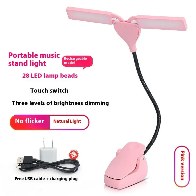 28-LED rechargeable music stand lamp in black colour with USB cable