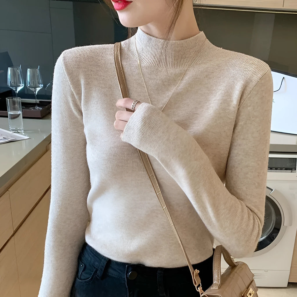 Women's slim fit long sleeve viscose pullover top in Western style available in eight colours