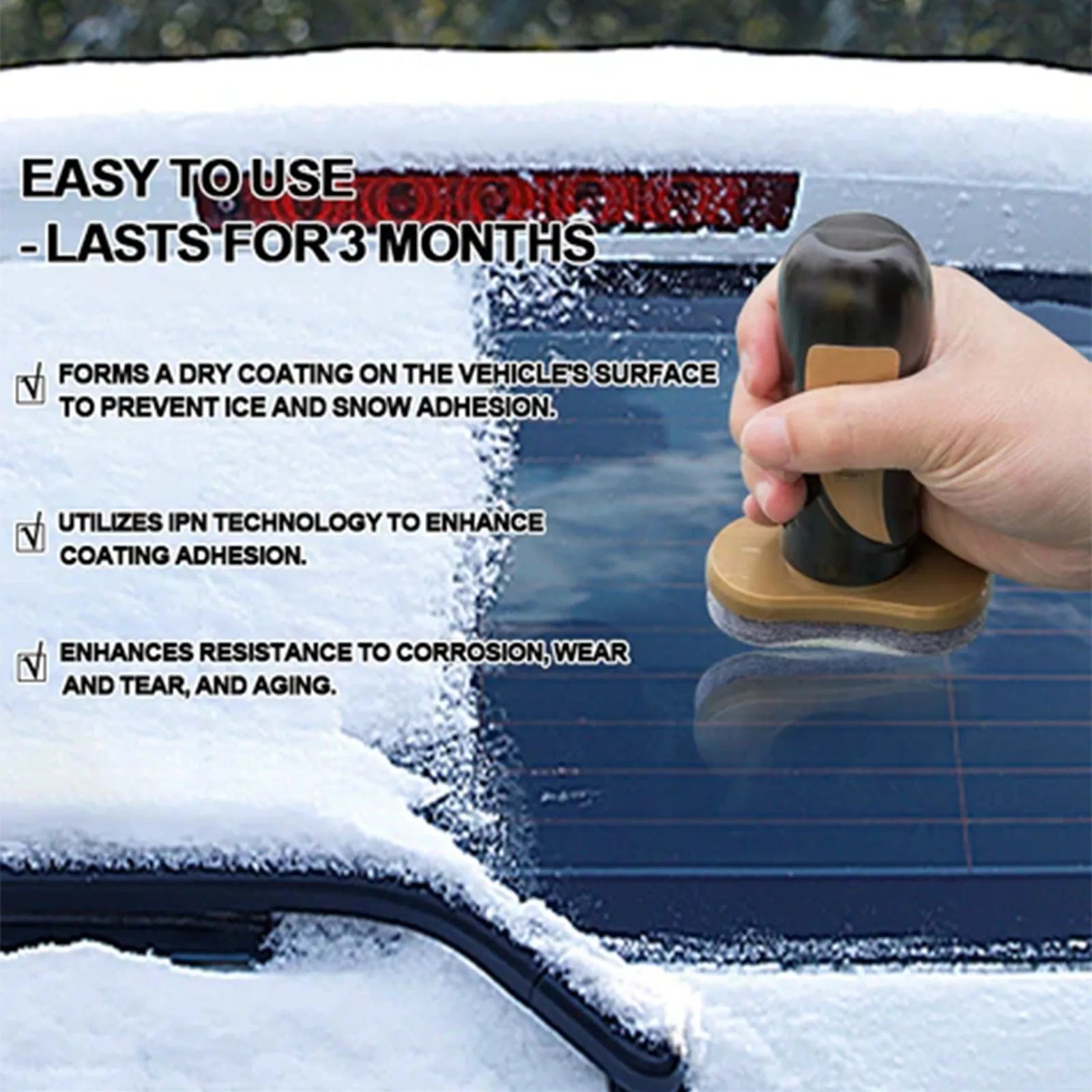 Hydrophobic nano coating car snow brush with PE construction measuring 5x9x14cm