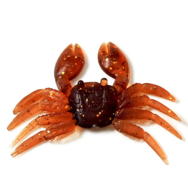 8 cm PVC software little crab fishing lure in brown and red colour options