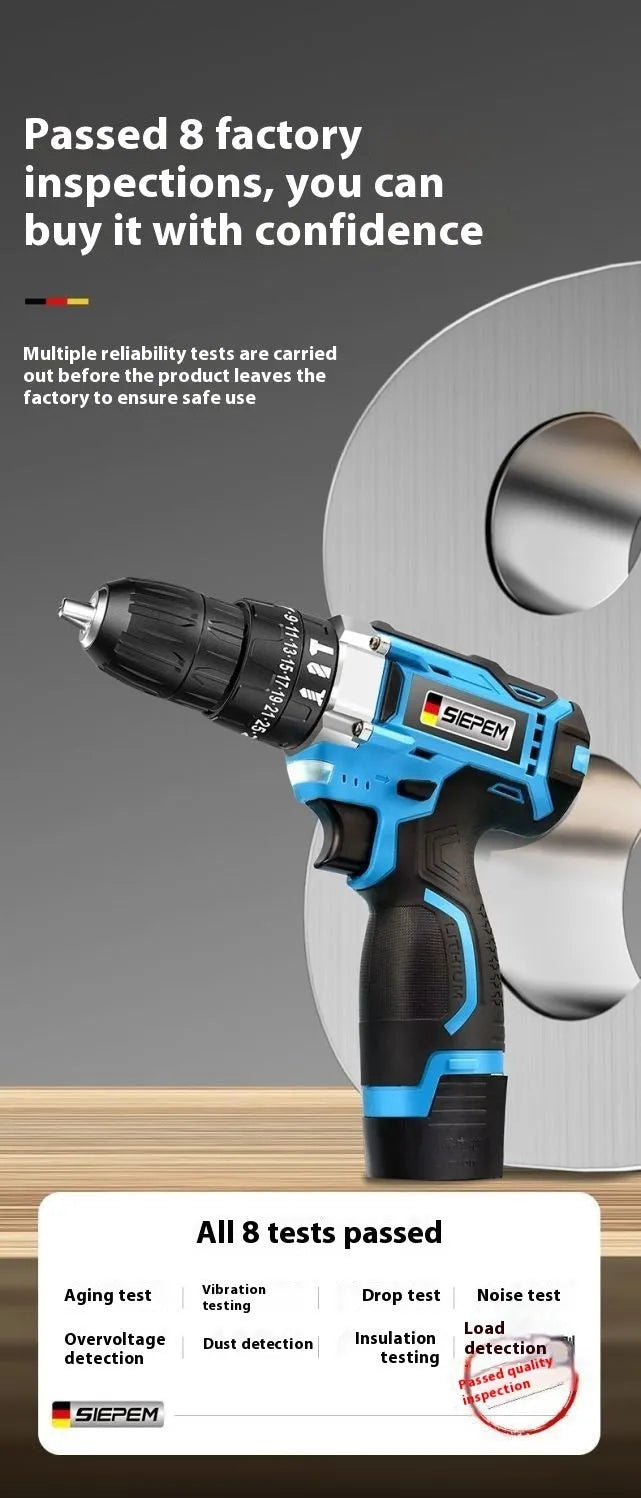 12V impact pistol drill electric screwdriver with two-speed control and pistol grip